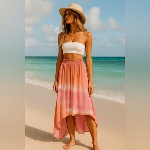 IVANKA TRUMP A-Line Maxi Skirt in Pink and Orange Ombré Women’s Size XS